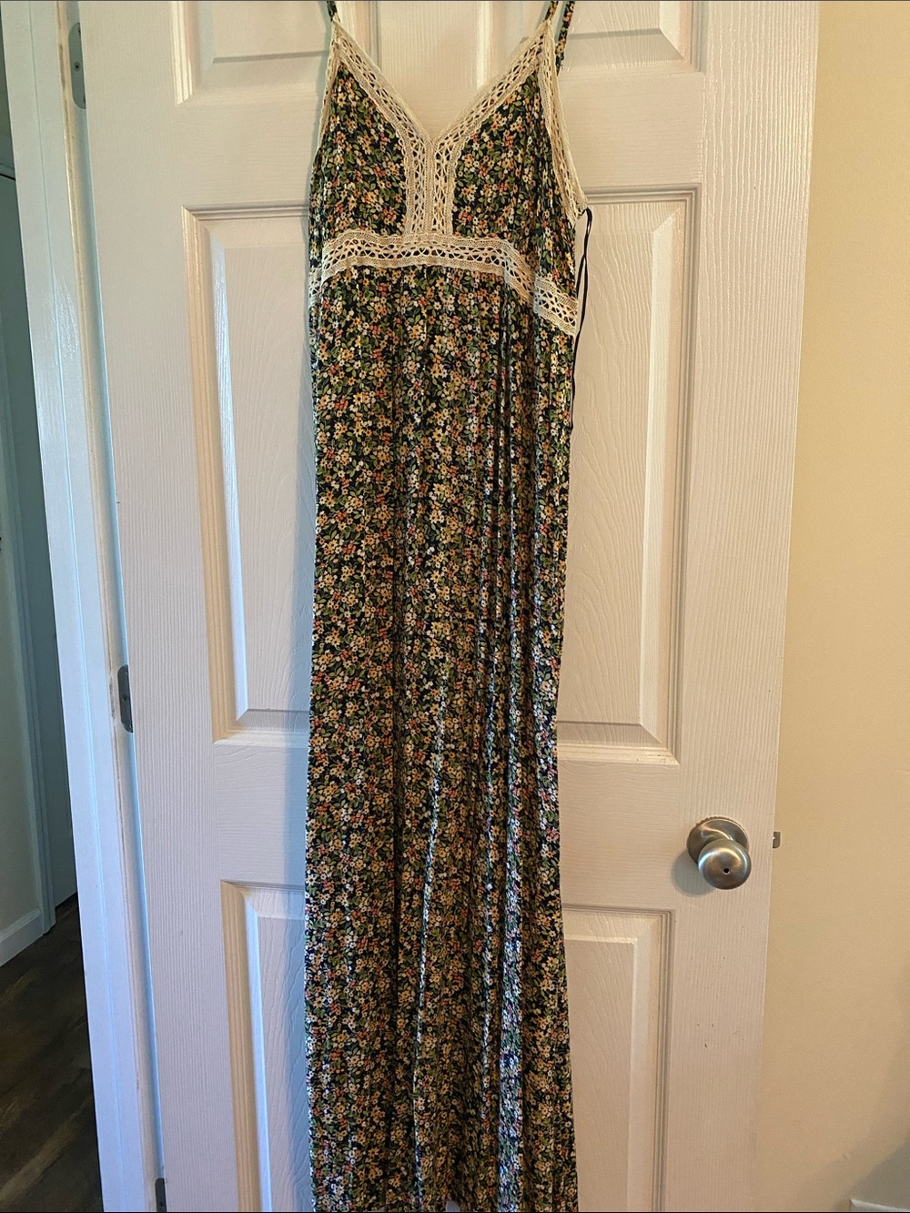 1. State Floral Maxi Dress with Cream Lace Trim